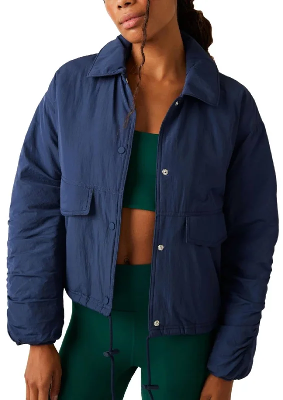 women's coats for rainy weatherOff The Bleachers Coaches Jacket In Midnight Navy