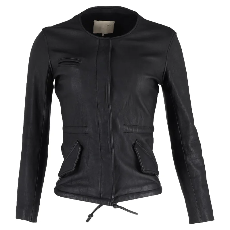 women's coats for hourglass figuresIro Biker Jacket in Black Leather