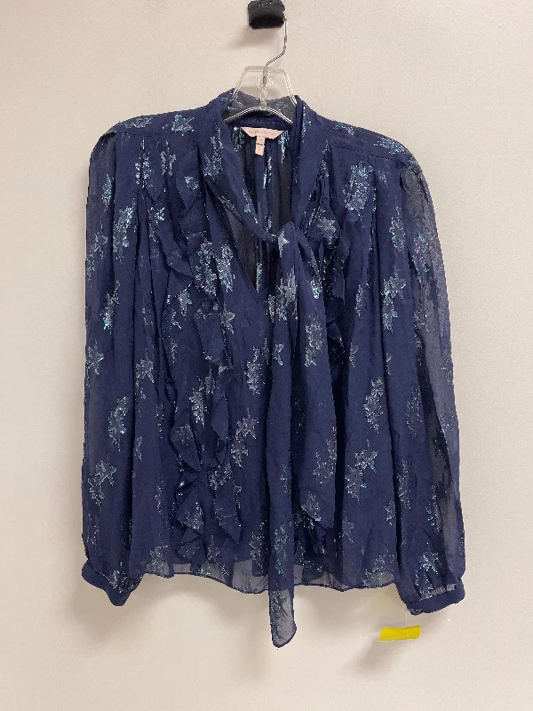 women's tops with asymmetrical designsTop Long Sleeve By Rebecca Taylor In Navy, Size: S