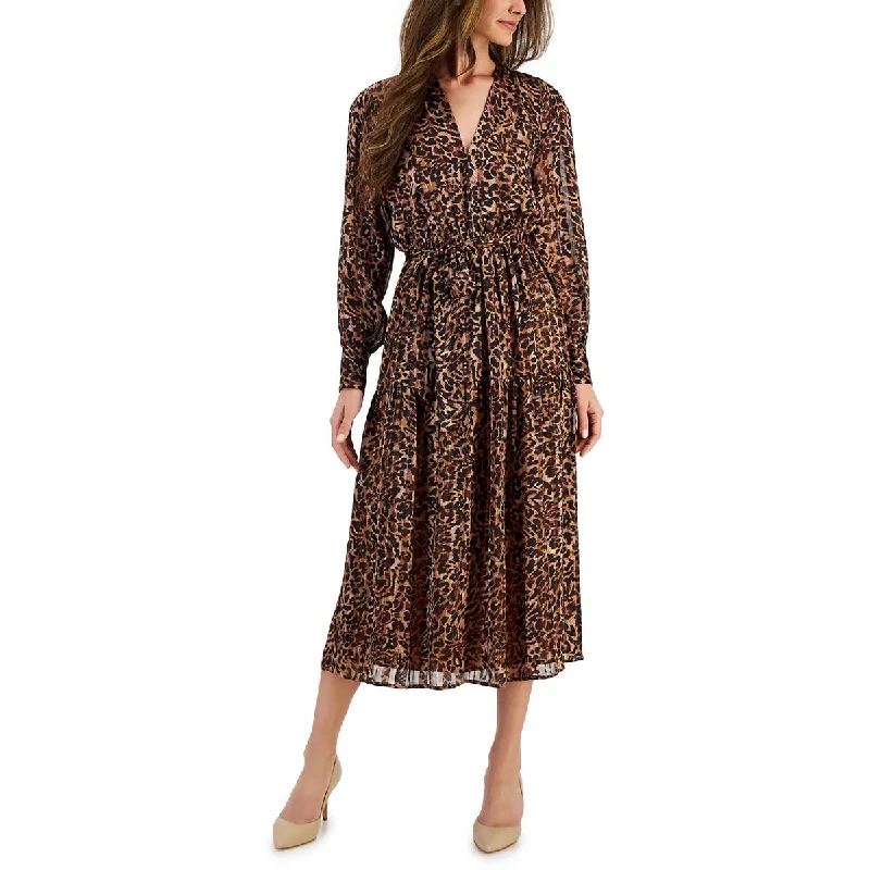 women's luxury dressesAnne Klein Womens Chiffon Printed Midi Dress