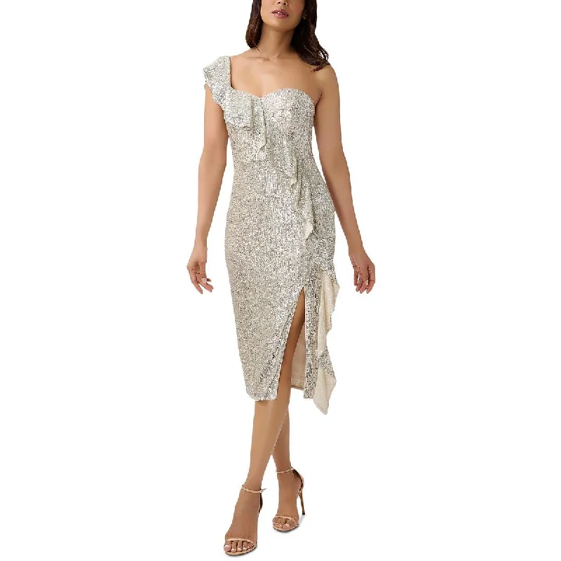 Floor-Length DressAidan by Aidan Mattox Womens Sequined Midi Cocktail and Party Dress