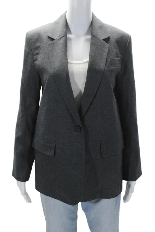 women's coats for fashion-forward individualsAlmina Womens Wool Blend Notch Collar Button Up Blazer Jacket Gray