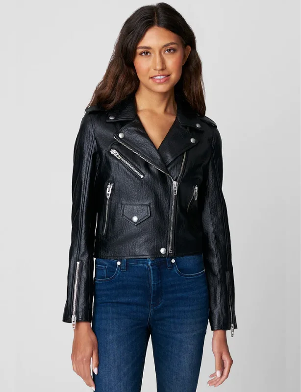 women's coats with button-down frontsVegan Leather Moto Jacket, Morning Gram