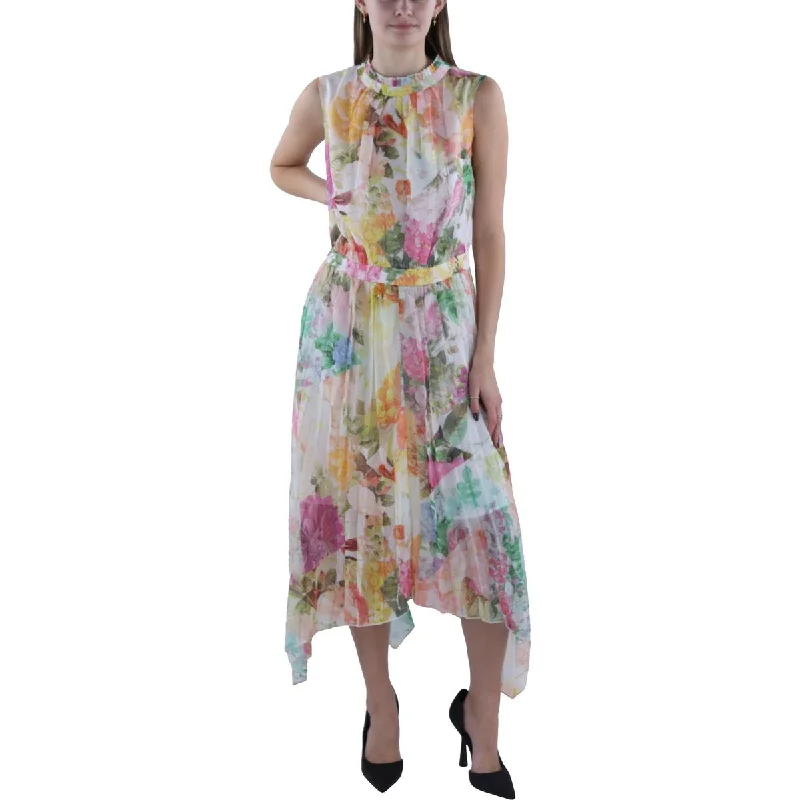 women's wrap dressesVince Camuto Womens Plus Floral Pleated Midi Dress