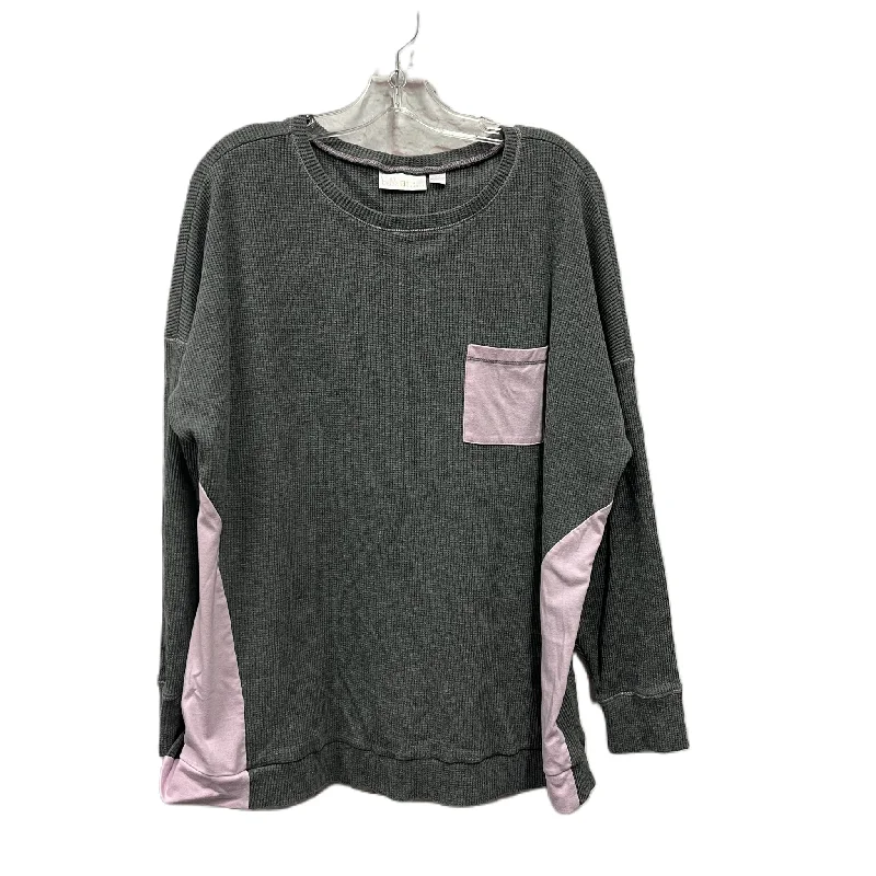 women's tops for fashion-forward individualsTop Long Sleeve By Belle By Kim Gravel In Grey, Size: 2x