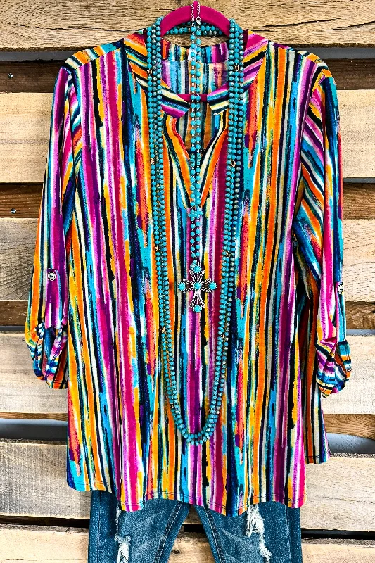 women's tops for those who appreciate subtle and muted tonesVertical Limits Tunic - Multi