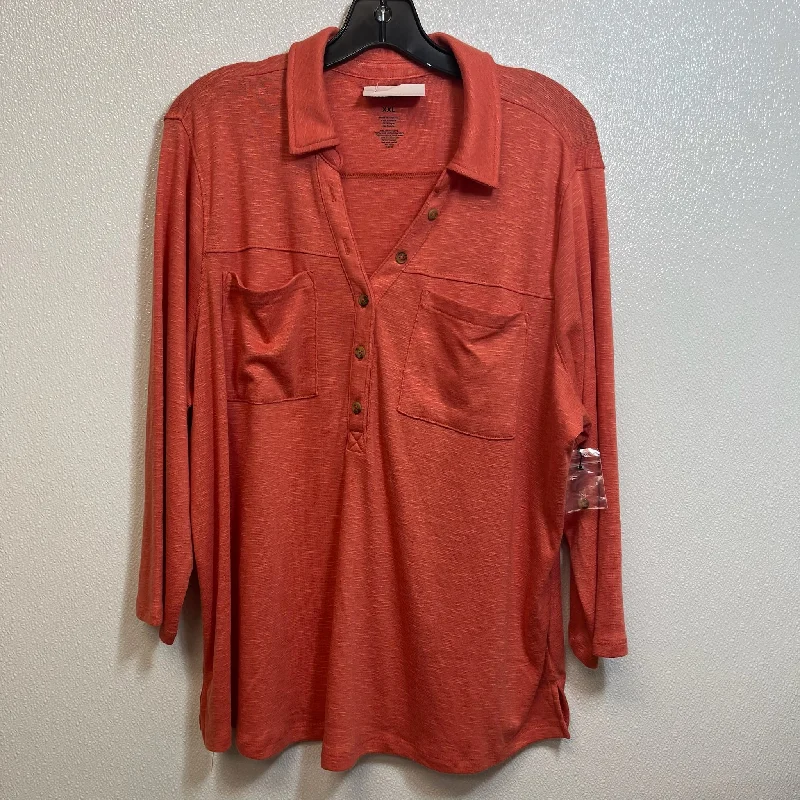 affordable women's topsTop Long Sleeve By Sonoma In Terracotta, Size: Xxl