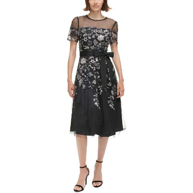 Asymmetric DressEliza J Womens Metallic Embroidered Midi Dress