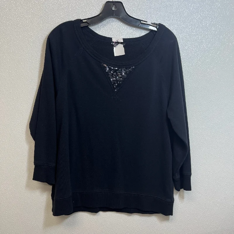 women's tops with unique designsTop Long Sleeve Basic By Chaus In Black, Size: L