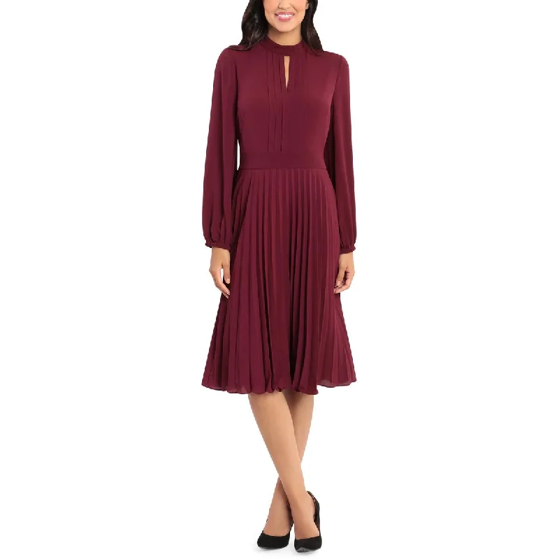 Tiered DressMaggy London Womens Pleated Keyhole Midi Dress