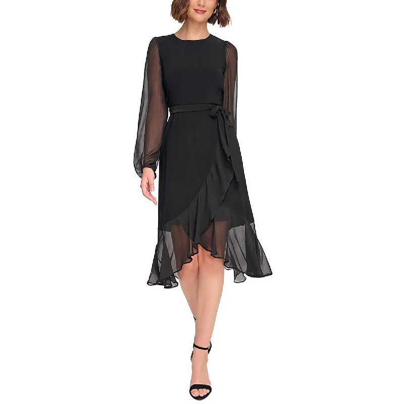 Velvet DressTommy Hilfiger Womens Chiffon Sleeve Midi Cocktail And Party Dress