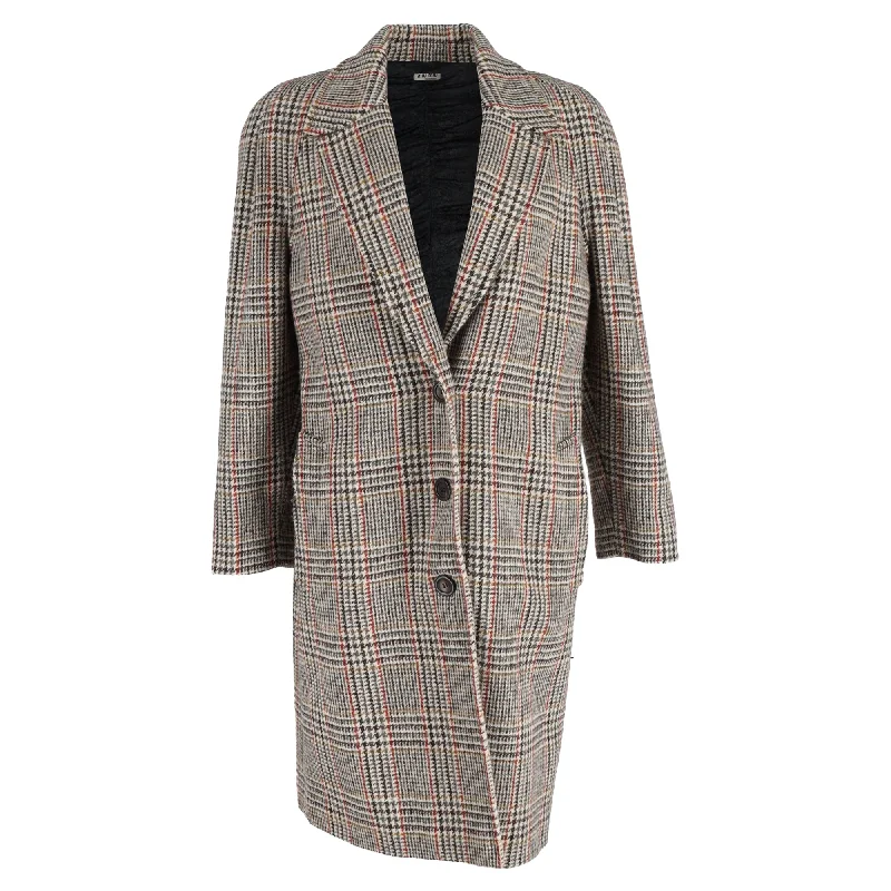 women's coats with lace detailingMiu Miu Printed Single-Breasted Coat in Multicolor Wool