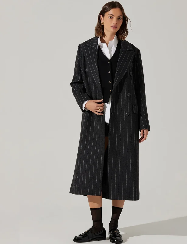 eco-friendly women's coatsMorana Coat, Grey Stripe