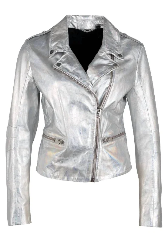 women's coats for pear-shaped bodiesWomen's Adeni Leather Jacket In Holographic