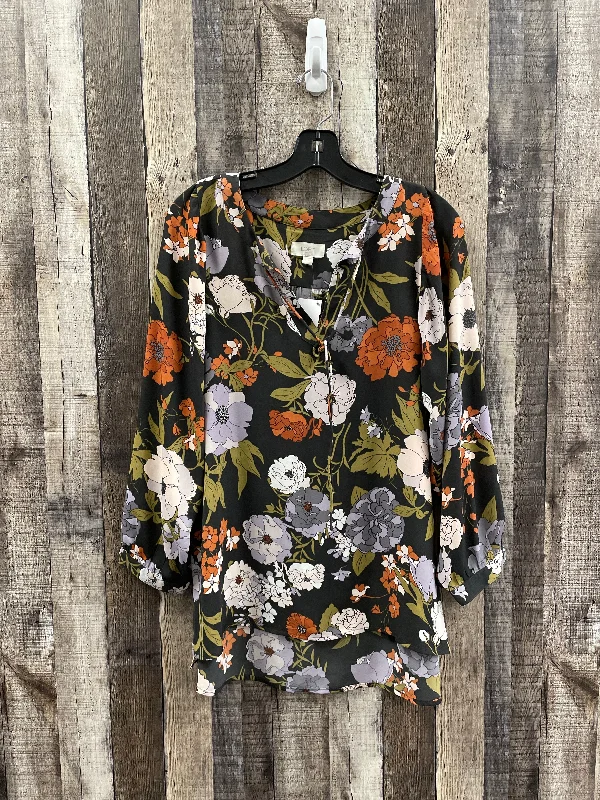 women's tops for cocktail partiesTop Long Sleeve By Loft In Floral Print, Size: M