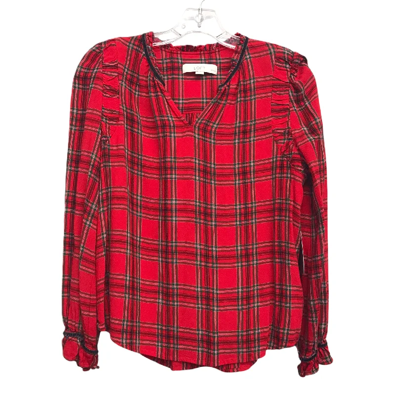 women's tops for those who want to create outfits that reflect their personal style and sense of fashionTop Long Sleeve By Loft In Plaid Pattern, Size: Mp