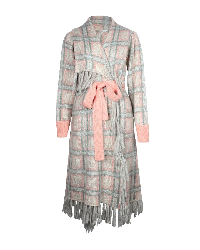 women's coats for relaxed weekendsLove Shack Fancy Avie Plaid Duster Coat in Multicolor Acrylic