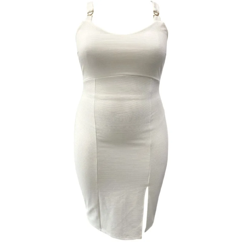 women's maximalist dressesCrave Fame Womens Textured Bodycon Dress, White, 1X