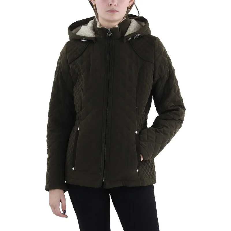 women's coats for those who love to mix and matchWomens Faux Fur Hooded Quilted Coat