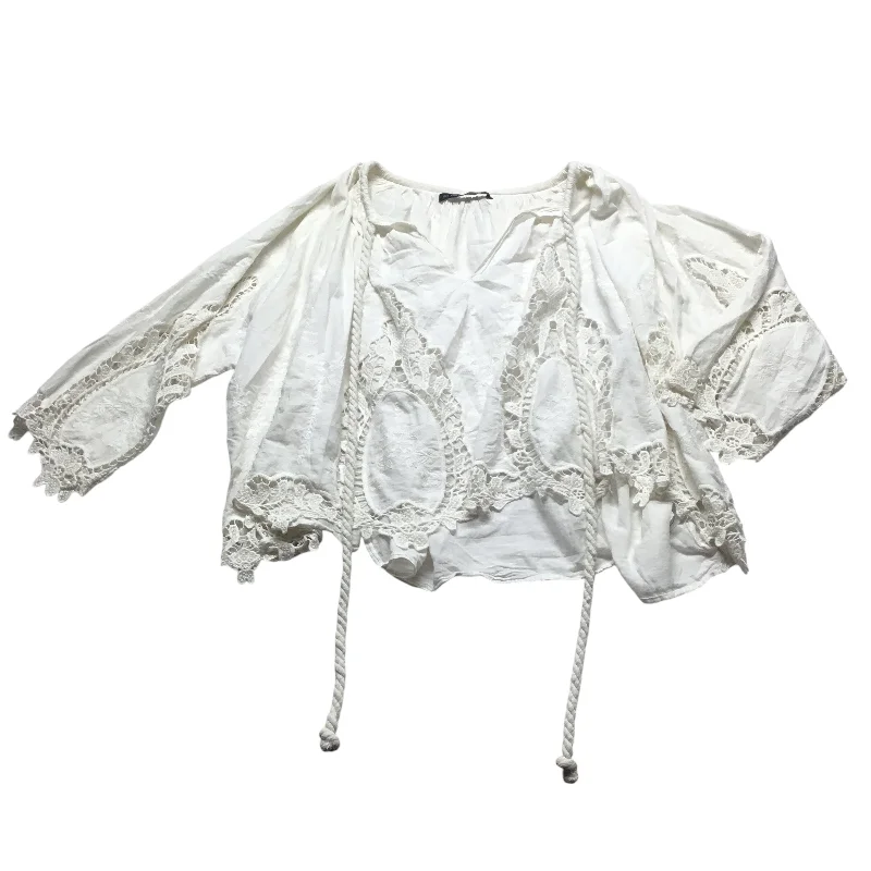 women's tops made from cottonTop Long Sleeve By Clothes Mentor In White, Size: S