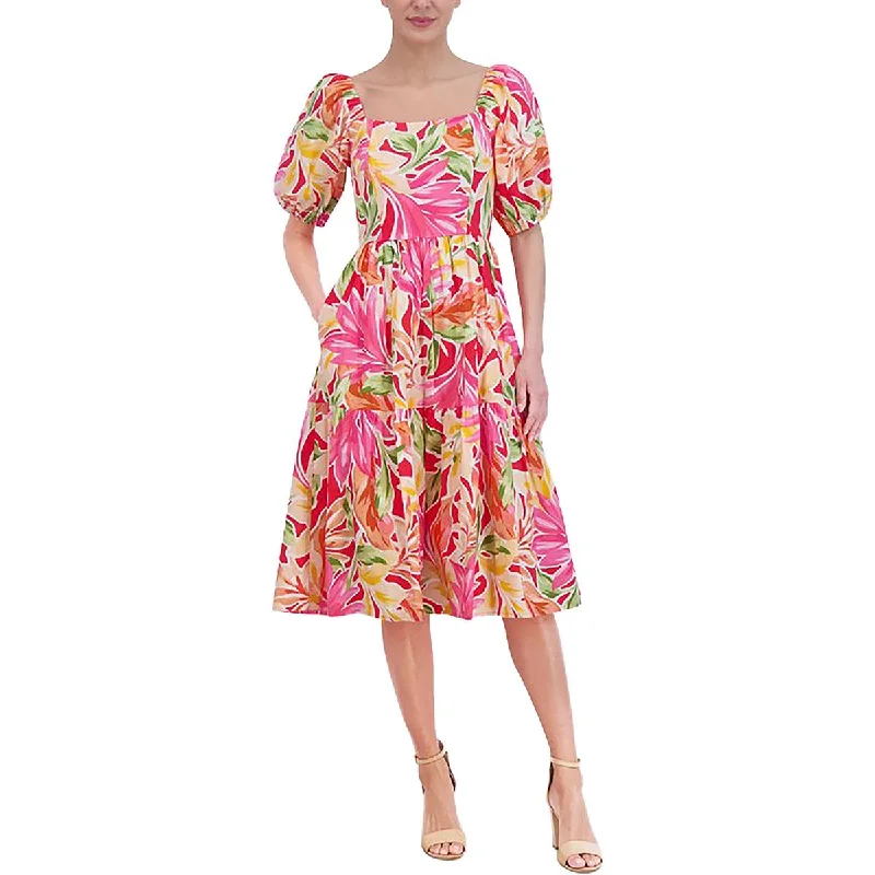 Bridesmaid DressVince Camuto Womens Floral Smocked Midi Dress