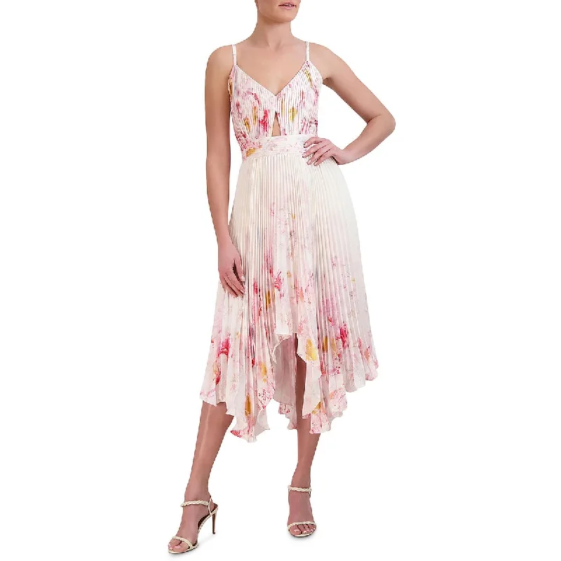 women's ball gown dressesBCBGMAXAZRIA Womens Midi Pleated Cocktail And Party Dress