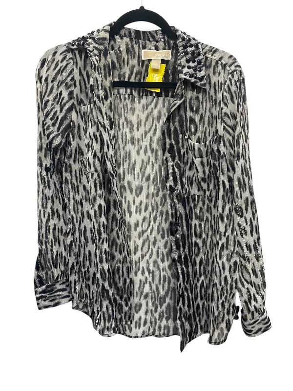 women's tops for those who want to show off their figure in a flattering wayTop Long Sleeve By Michael By Michael Kors In Animal Print, Size: Xs