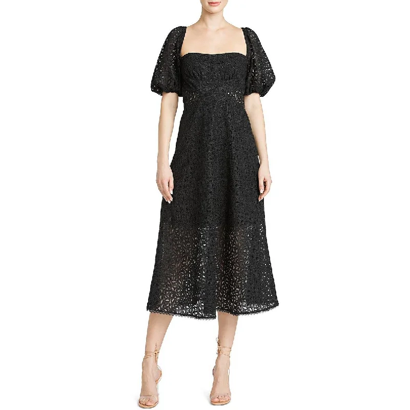 women's satin dressesML Monique Lhuillier Womens Lace Midi Dress