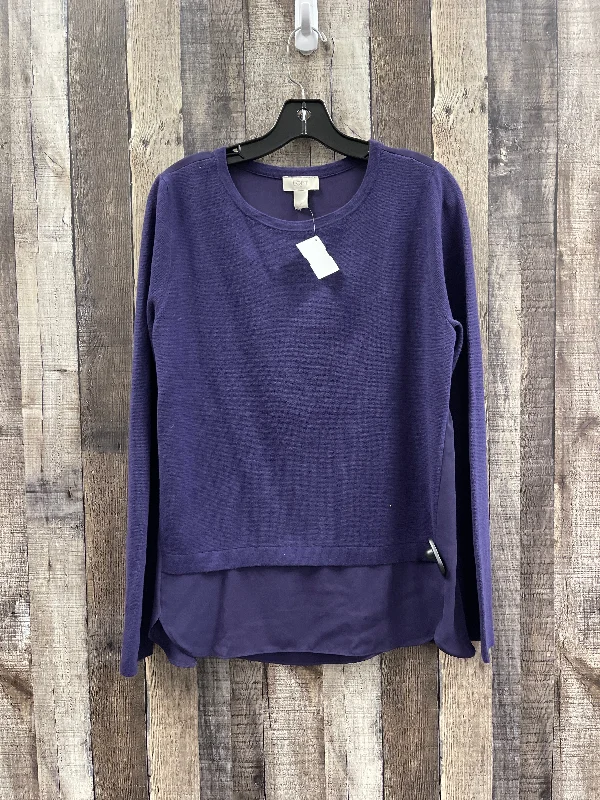 long-sleeved women's topsTop Long Sleeve By Loft In Purple, Size: M