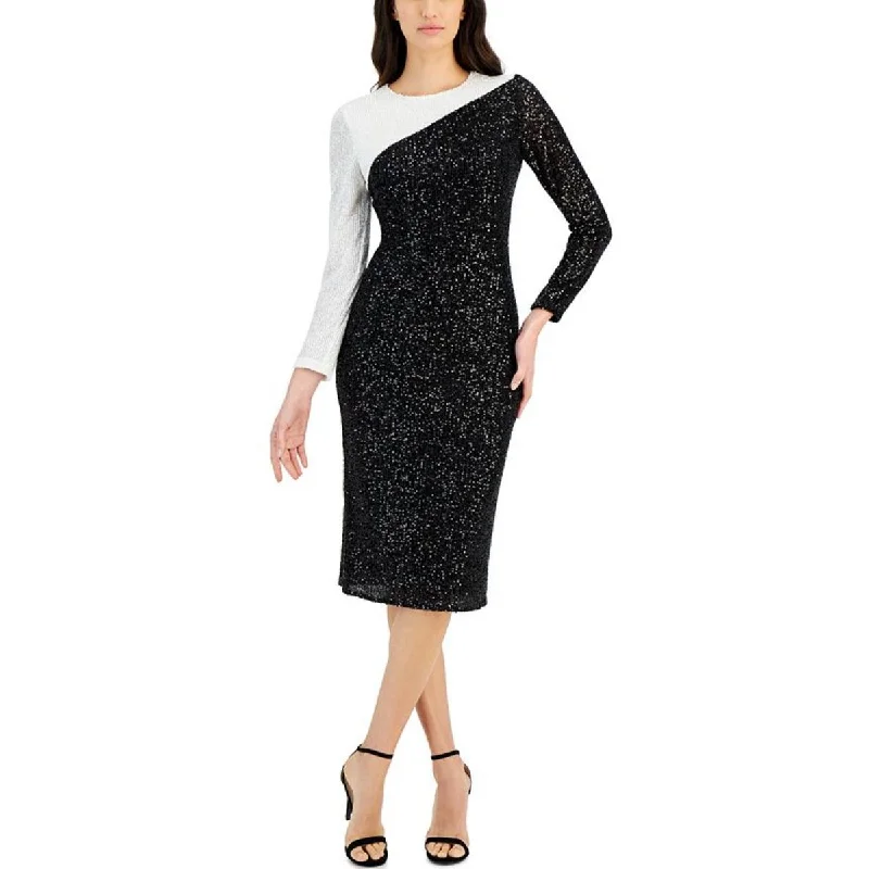 women's body-skimming dressesAnne Klein Womens Below Knee Sequined Midi Dress