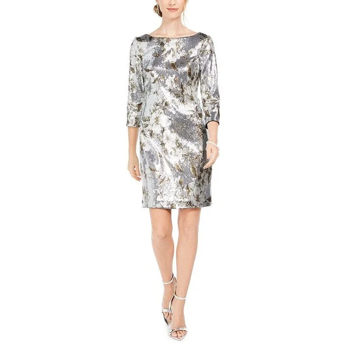 women's club dressesVince Camuto Women's Sequined Bodycon Dress Silver Size 2