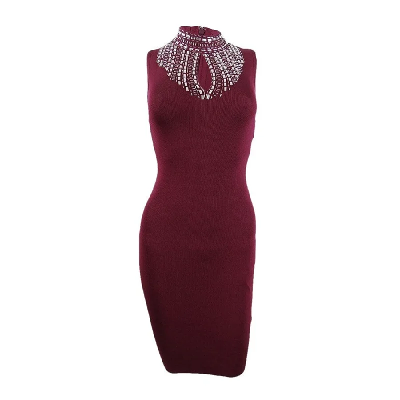 women's stretch dressesMarciano Women's Sleeveless Embellished Bodycon Dress