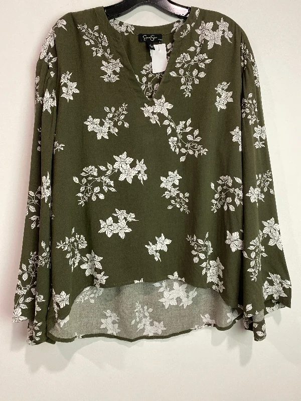 women's tops for layeringTop Long Sleeve By Jessica Simpson In Green, Size: S