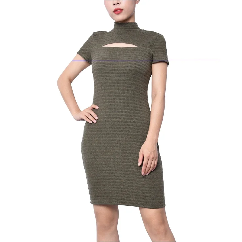 High-Low DressPlanet Gold Womens Ribbed Bodycon Dress