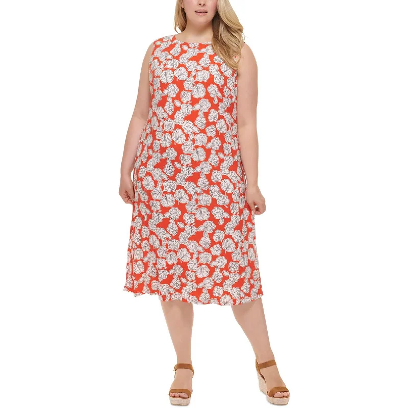 Retro DressTommy Hilfiger Womens Plus Floral Print  Midi Dress