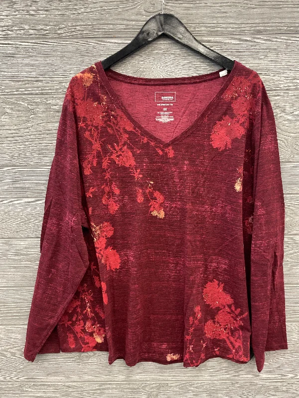 women's tops for mixing and matching with different bottomsTop Long Sleeve By Sonoma In Red, Size: 3x