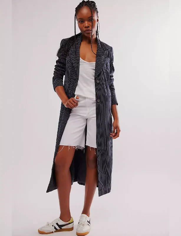 women's coats with embroidered patternsHailey Duster, Black Stripe