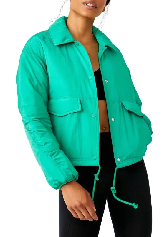 women's coats for city wearOff The Bleachers Coaches Jacket In Lucky Charm