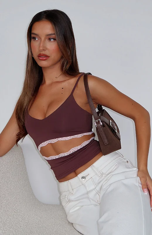 women's tops with sequin embellishmentsNever Know Top Chocolate