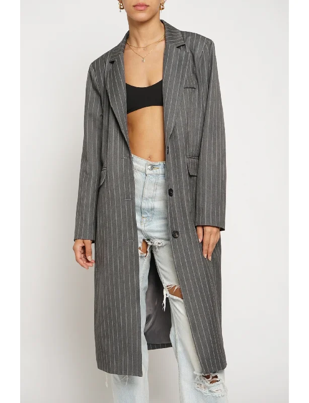 women's coats for fall and winter transitionsLaurel Pinstripe Coat, Charcoal