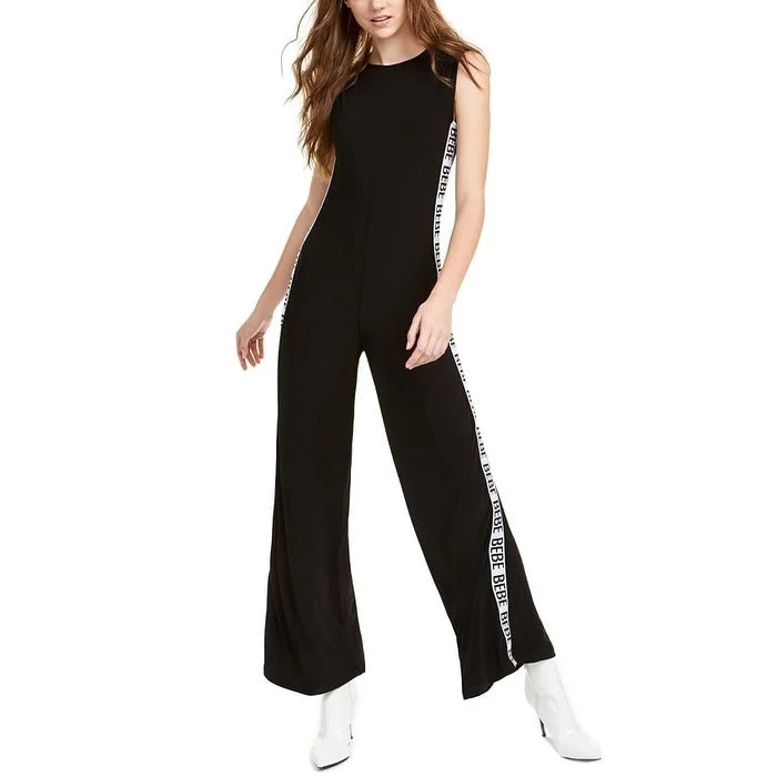 women's casual Friday dressesBebe Women's Graphic Crew Neck Evening Jumpsuit Juniors Black Size S