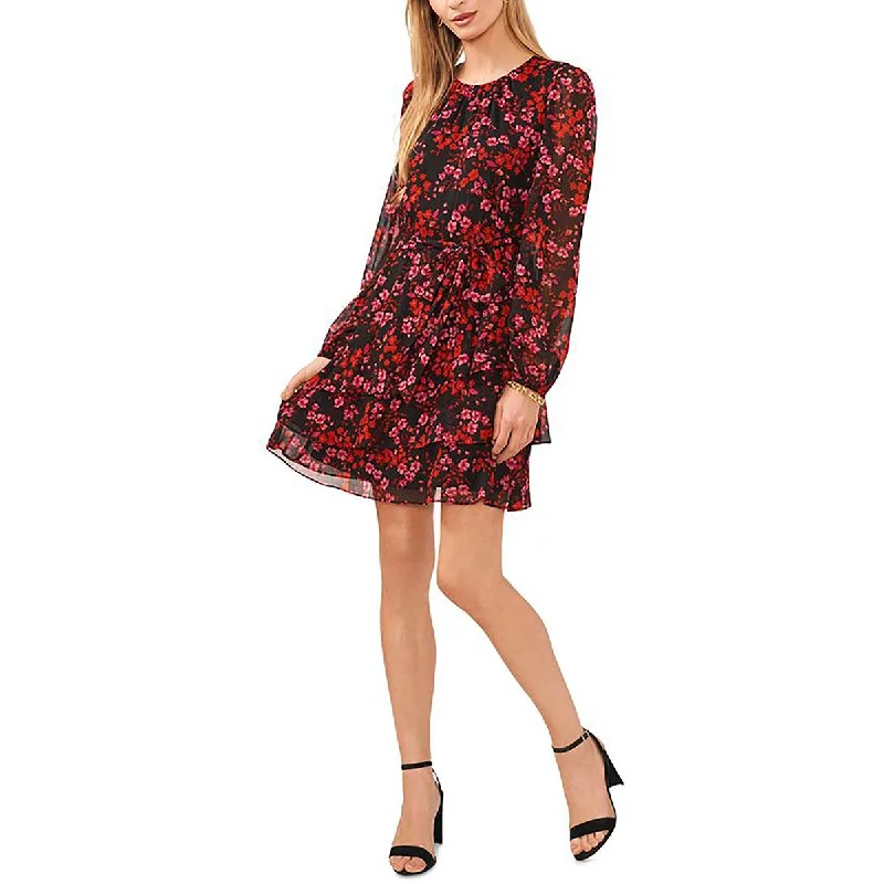 women's stretch dressesMSK Womens Floral Print Chiffon Midi Dress