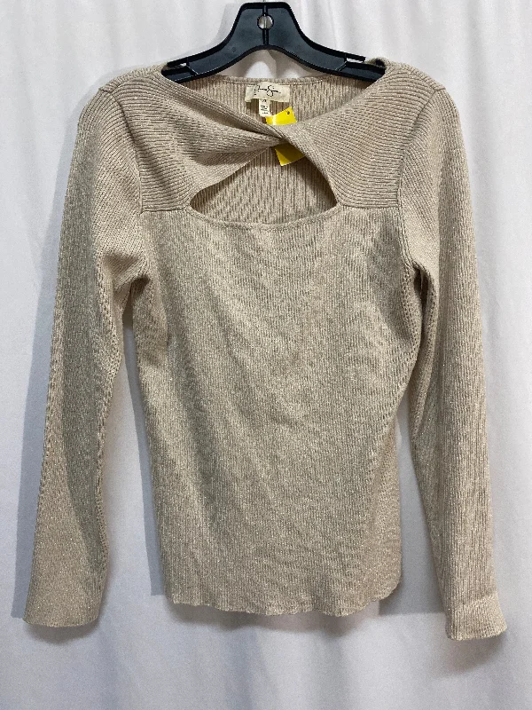 satin women's topsTop Long Sleeve By Jessica Simpson In Tan, Size: Xl