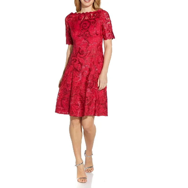 women's lightweight dressesAdrianna Papell Womens Lace Midi Cocktail and Party Dress