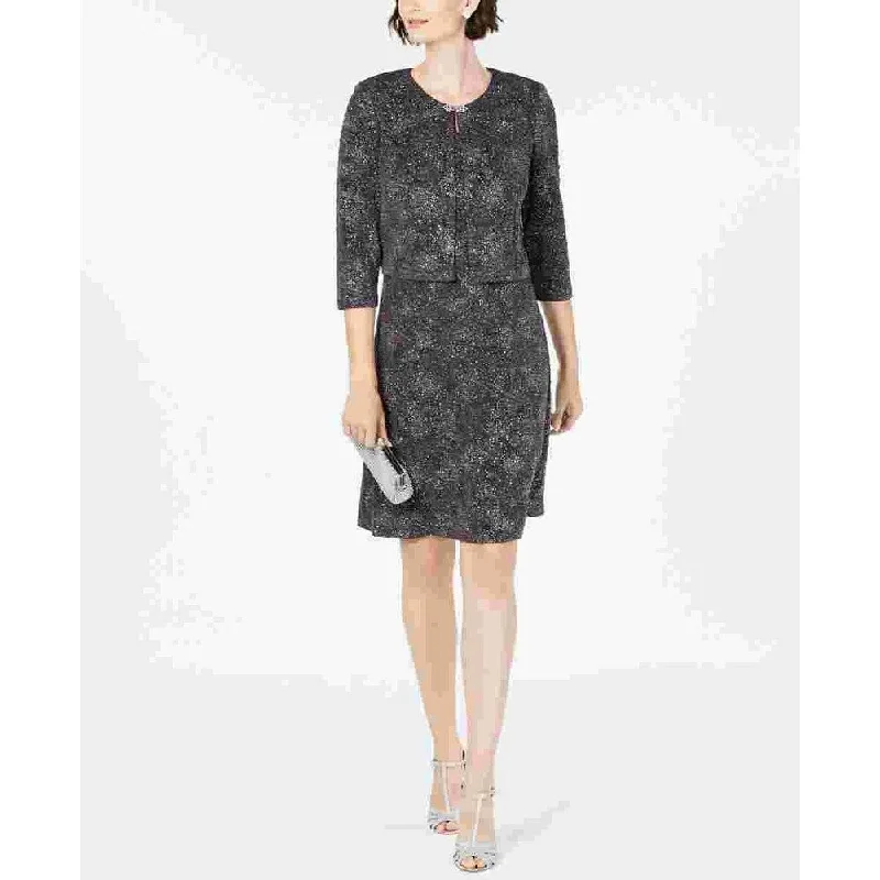 women's affordable dressesAlex Evenings Women's Jacquard-Knit Dress & Jacket Gray