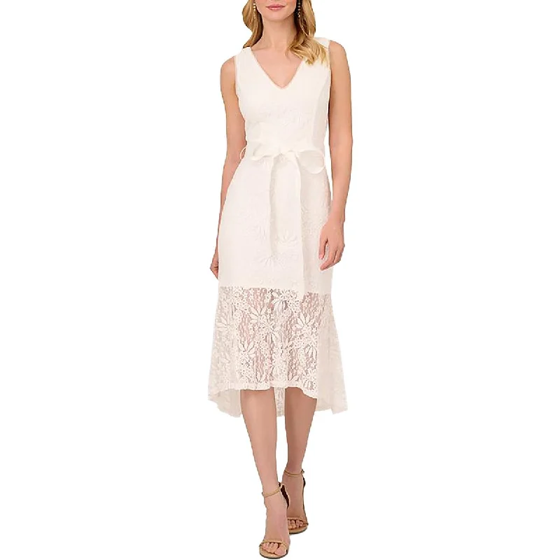 women's glam dressesAdrianna Papell Womens Midi Lace Midi Dress