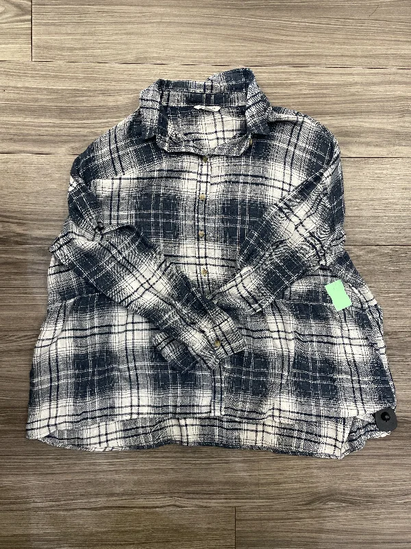 women's tops for those who love to shop for unique findsTop Long Sleeve By American Eagle In Plaid Pattern, Size: M