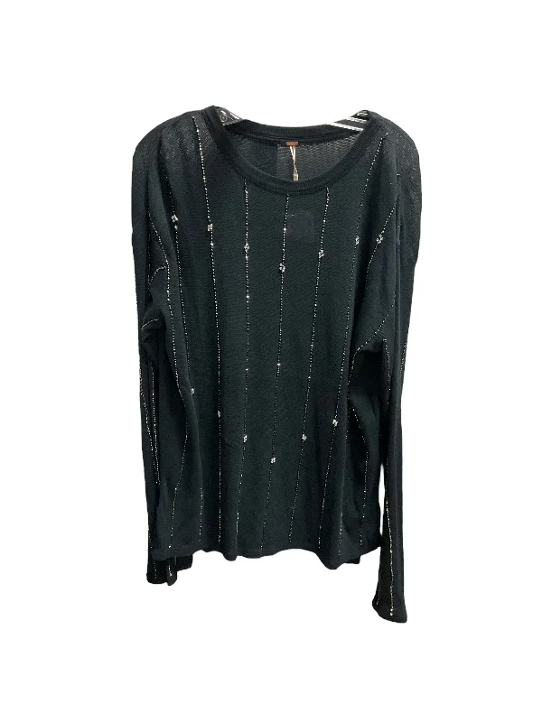 women's tops for those who want to wear pieces that are both functional and fashionableTop Long Sleeve By Free People In Black & Silver, Size: Xs