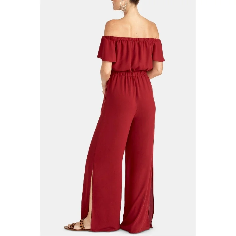 women's casual Friday dressesRachel Roy Women's Short Sleeve Wide Leg Evening Jumpsuit Red Size X-Small