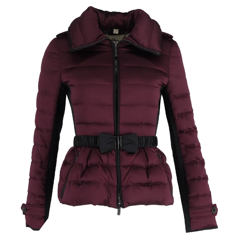 women's coats for black-tie affairsBurberry Appleton Puffer Jacket with Contrast Binding in Burgundy Polyester